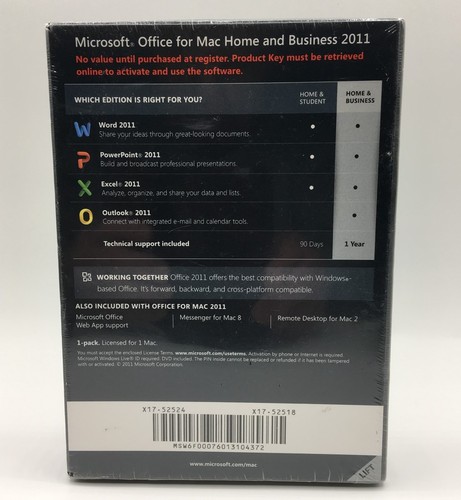 Microsoft Office For Mac Home And Business 2011 - 1 User/1 Install (W6F-00076) - Picture 2 of 2