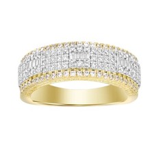 Men's 1.00ct Round Baguette Diamond 10k Yellow Gold Band