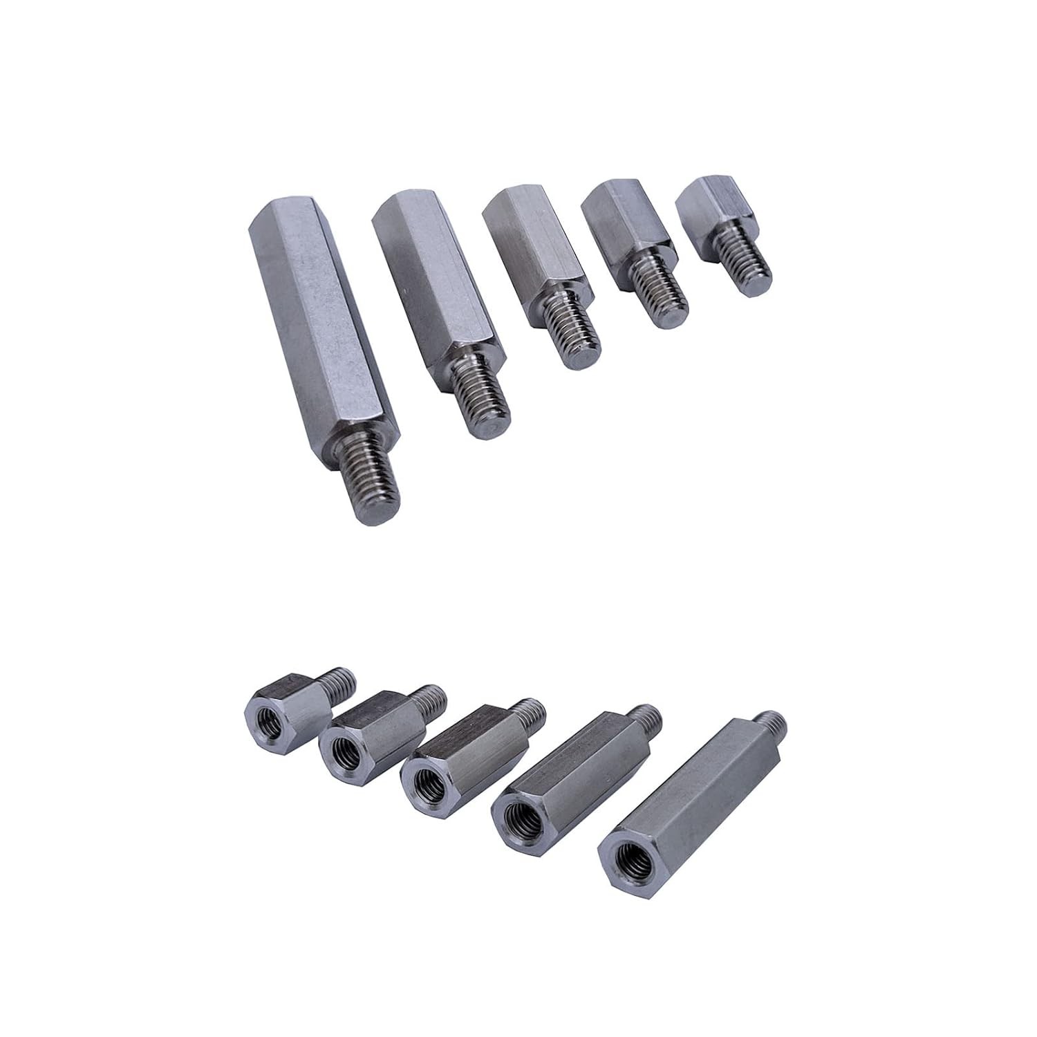 10 Pcs Stainless Steel Single Head Stud Hex Standoff Spacers Male to Female