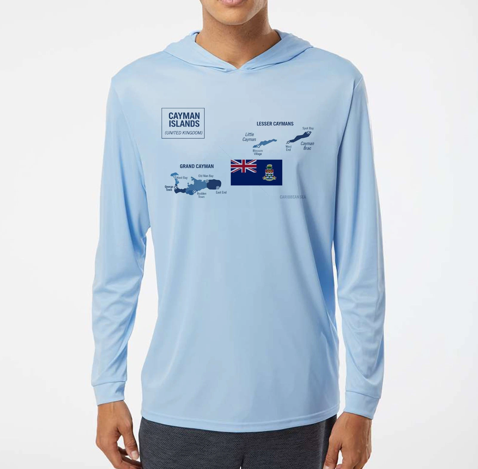 Cayman Islands Map Sport UV Protected UPF 50 Long Sleeve T-Shirt Hood Fishing
Opens in a new window 
