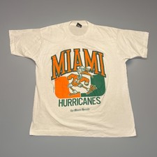 Miami Hurricanes Single Stitch Tee Shirt Men's Size LARGE L MADE IN USA 80s