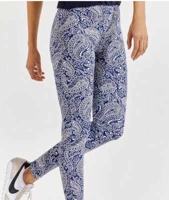 Coolibar Navy Blue Matiz Ruched Capris Size Large NEW SPF 50 Artisan Paisley