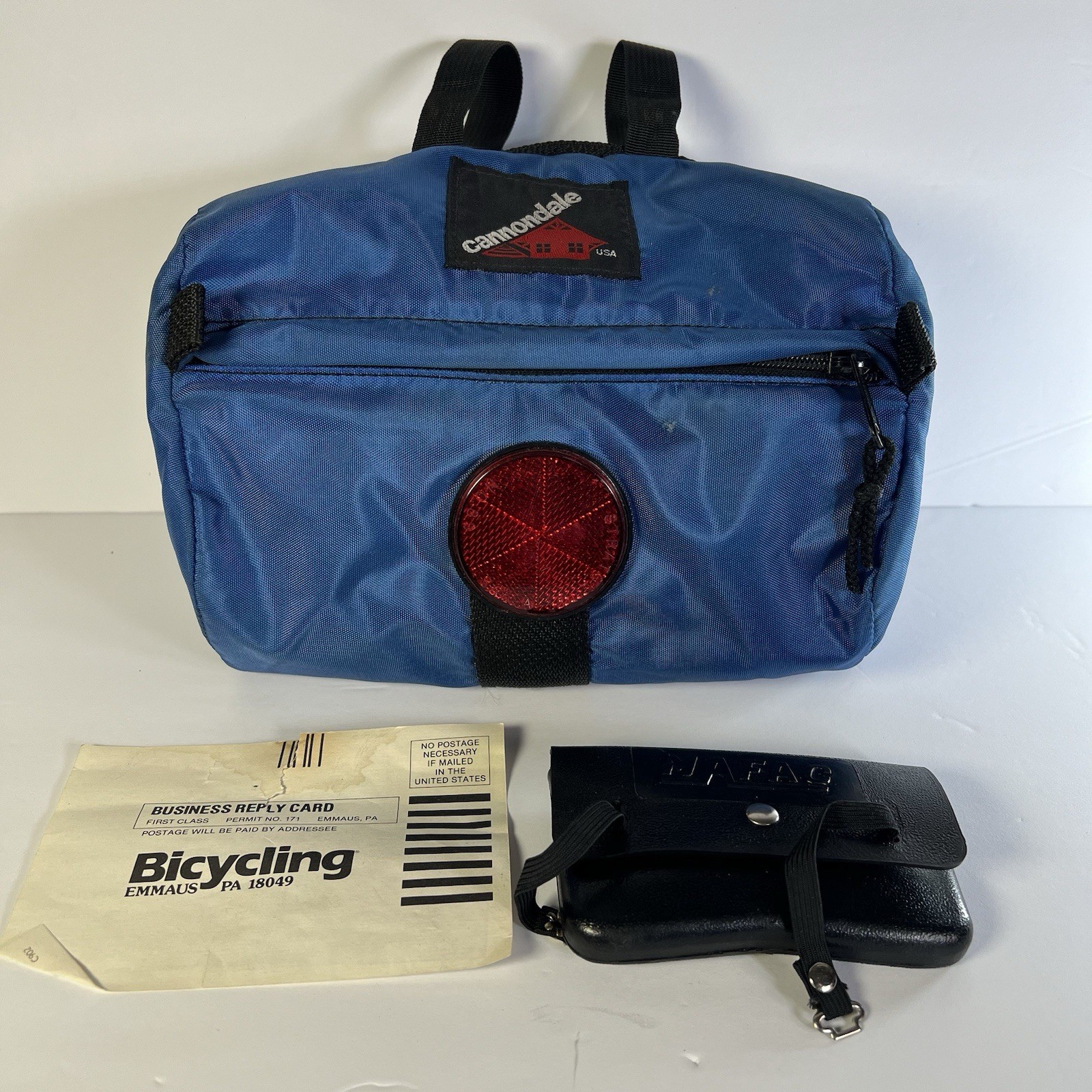 VINTAGE 1980s Cannondale Bike Blue Nylon Handlebar or Seat Bag Reflector STAINS