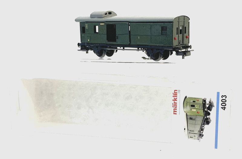 Marklin 4003 HO DB Tin-Plate Baggage Car with Operating Tail Lights, Custom Pkng