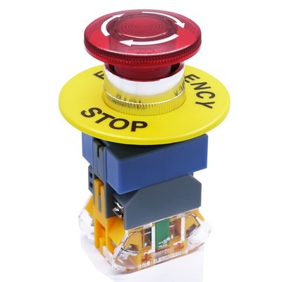 mxuteuk 22mm 110/120V LED Light Red Mushroom Emergency Stop Push Button 