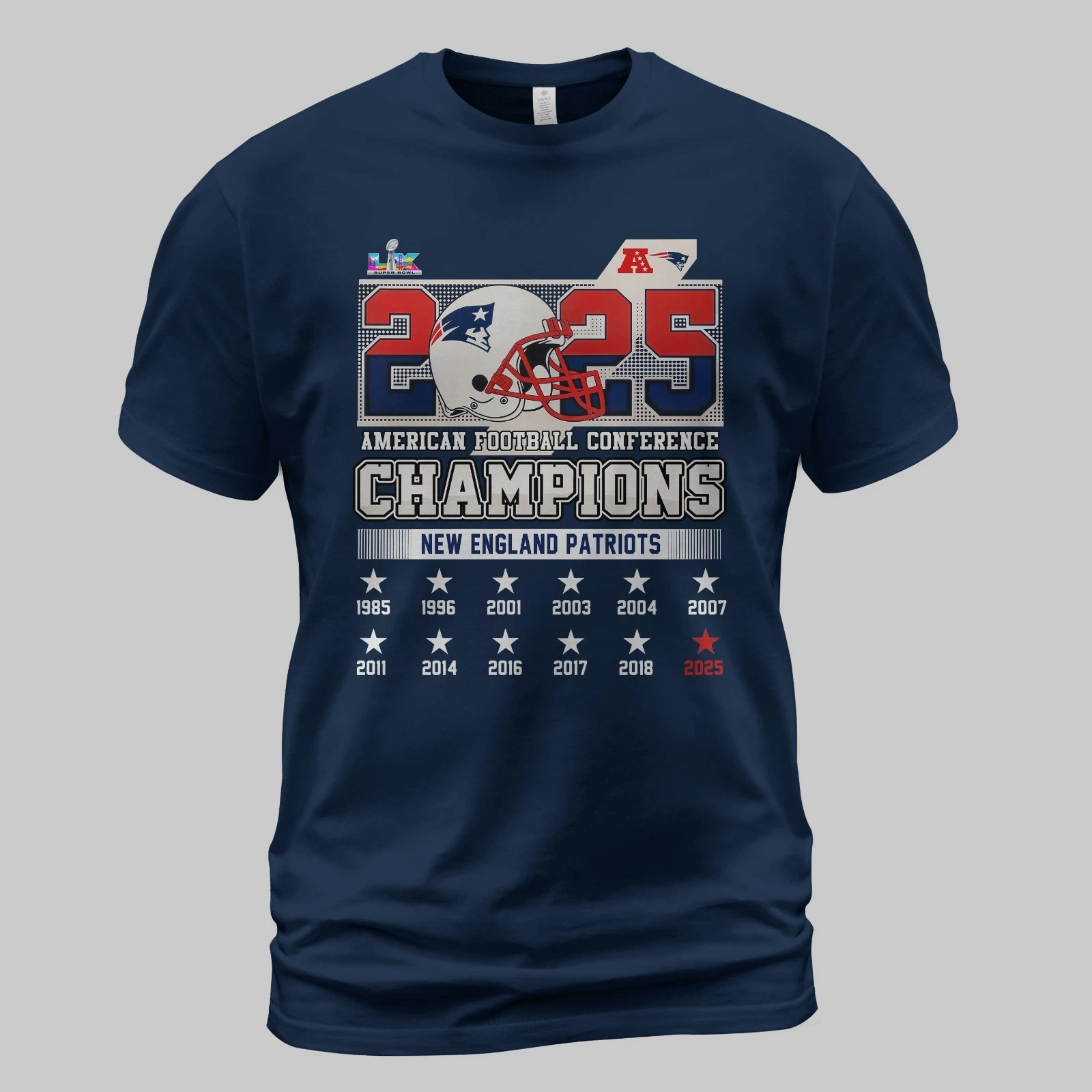 New England Patriots 2025 AFC Champions 12x TShirt