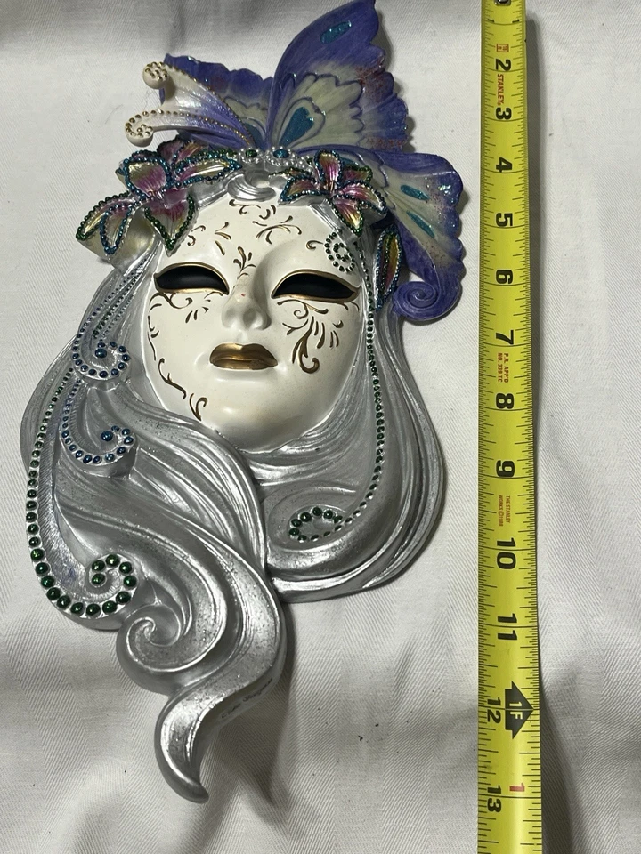 Veronese Carnival Mardi Gras Mask Butterfly Cast Resin Decorative Wall Hanging - Image 3 of 4