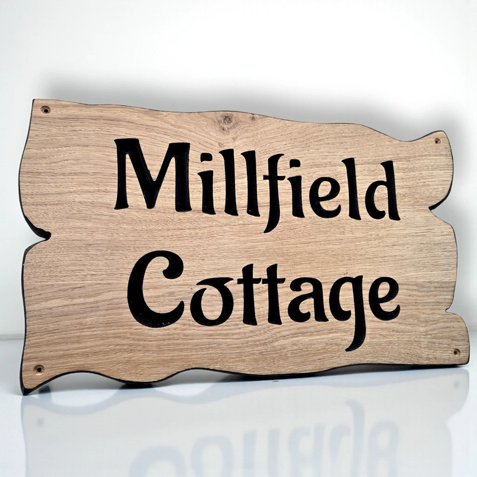 Personalised Oak Carved  Wooden Name Sign House Address  Plaque Outdoor - Image 2 of 4