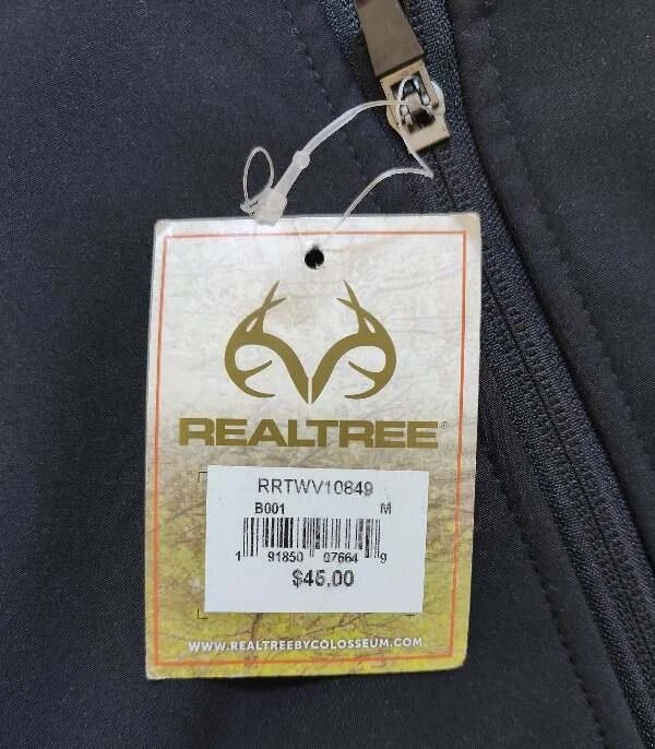 Men's M Realtree Black Camo Fleece Lined Zip Up Hunting Vest Jacket NEW NWT - Image 2 of 4