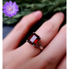 Red Garnet Gemstone 925 Sterling Silver Ring Handmade Jewelry Ring For Gift