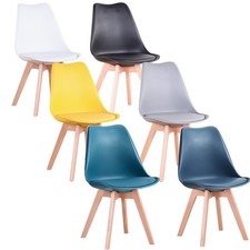 6er Set Esszimmerstühle Esszimmerstuhl Design Stuhl Küchenstuhl mit PU-Kissen