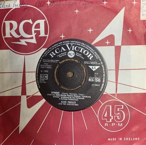 ELVIS PRESLEY 'Spinout/All That I Am' 1966 UK 45 RCA1545 ELVIS NM!