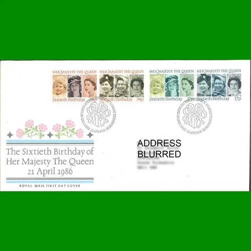 FDC Queen Elizabeth II's 60th Birthday Royal Mail First Day Cover, 21.4.1986 - Picture 1 of 3