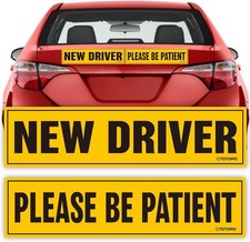 New Driver Car Sign Magnet Reflective Removable 2 Pack 12x3 in Student Learner
