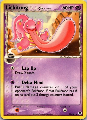 Pokemon Lickitung Delta Species Rare Dragon Frontiers 19/101 Psychic Type LP