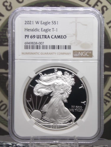 2021 "W" PROOF American Silver Eagle *TYPE 1* $1 NGC PF69 UC #007 ECC&C, Inc.