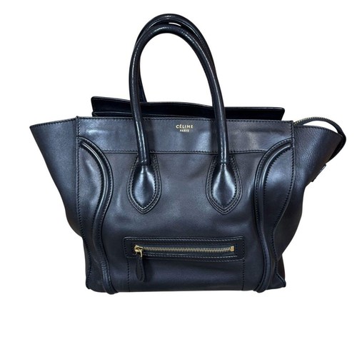 Celine Luggage Mini Leather Tote Bag Black Women's Pre-owned From Japan