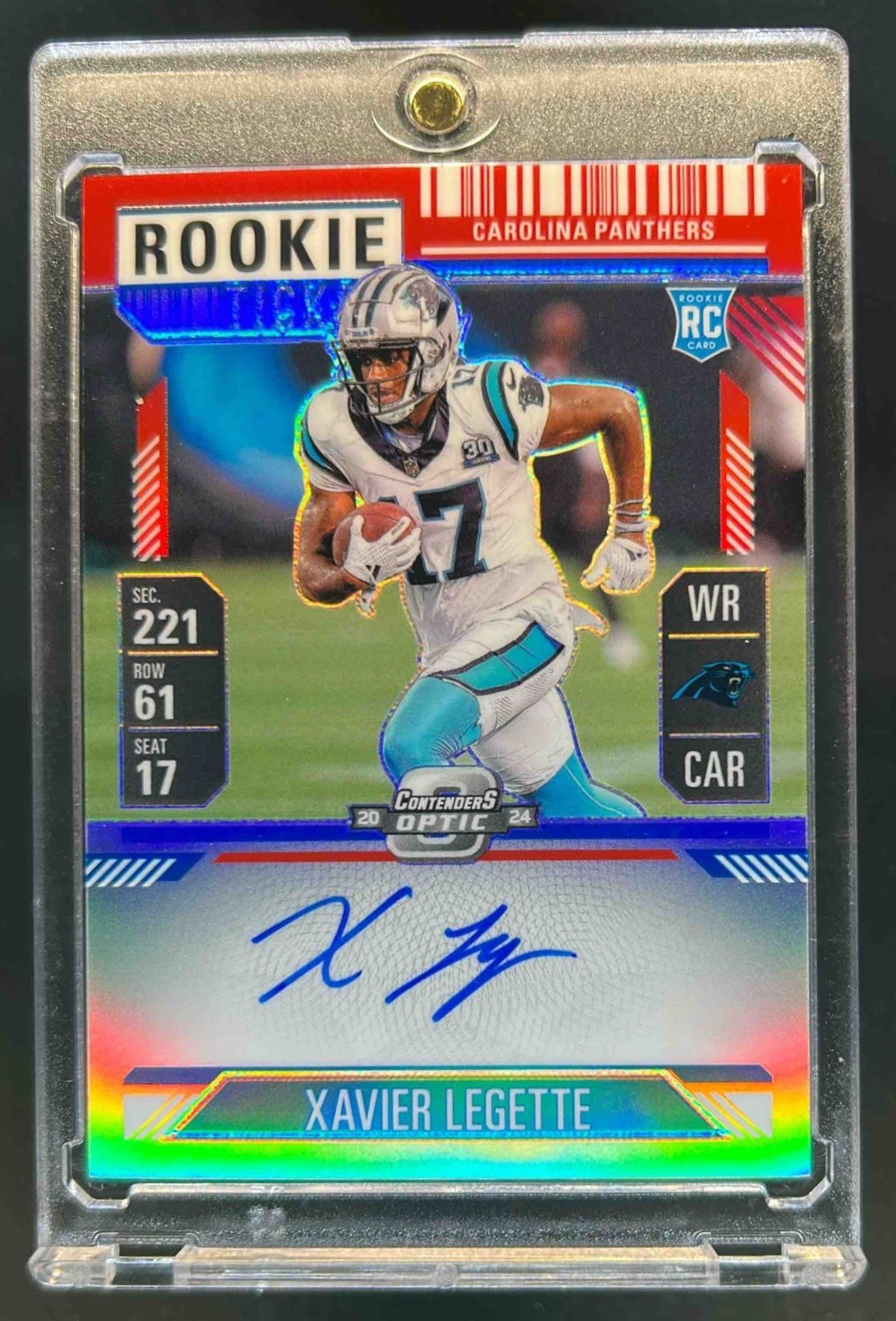 2024 Contenders Optic Xavier Legette Rookie Ticket Auto RC Red Prizm #159/175
