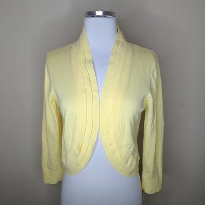 Perceptions Cardigan Sweater Size Small Stretch Knit Open Front Sunny Yellow NWT