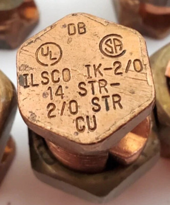 Ilsco IK-2/0 Copper Split Bolt Connectors 2/0 STR-2SOLID Direct Burial Rated