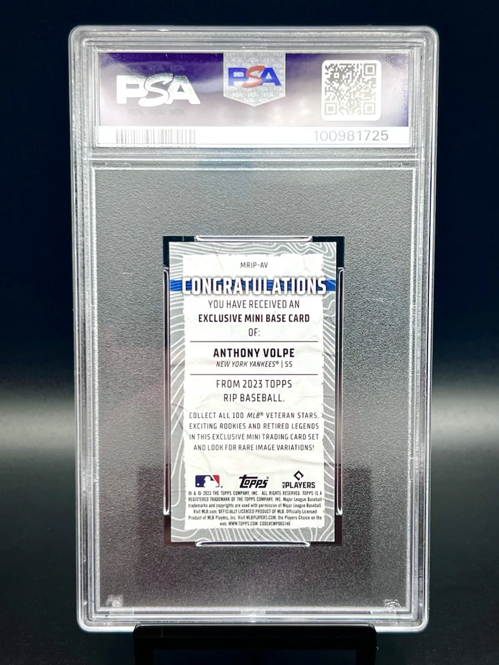 2023 Topps Rip #MRIP-AV Anthony Volpe MINI WHITE PARALLEL /75 RC Yankees PSA 10 - Image 3 of 3