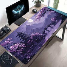 Large Gaming Mouse Pad Featuring Purple-Toned Night Landscape Design Desk Mat  