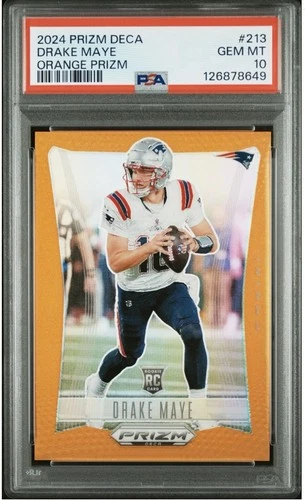 2024 Prizm Deca Drake Maye Orange 20/49🔥PSA GM MT 10🔥Patriots Rookie🔥eBay 1/1