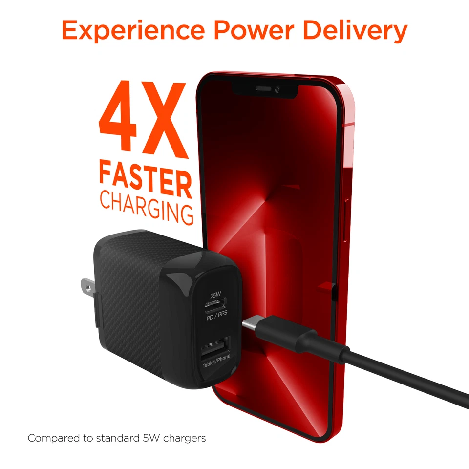 HyperGear SpeedBoost 25W USB-C PD + 12W USB Fast Wall Charger w PPS Technology - Image 2 of 4