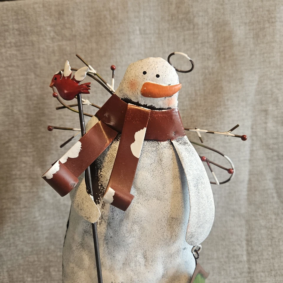 Primitivo Rústico Metal Decorativo Muñeco de Nieve Ángel Pala Pájaro Casa Navidad Foto 4 de 4