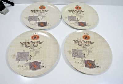 4 Vintage Texas Ware Melamine Melmac 10  Plates Retro #P38