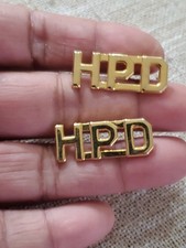 Prendedor de latón con iniciales HPD insignia collar policía sheriff aplicación de la ley