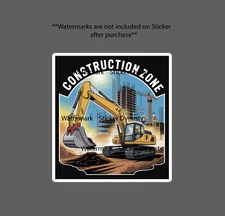 Construction Zone Sticker Waterproof Decal Excavator Blue Collar Work Gift NEW