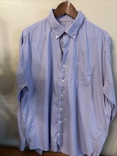Peter Millar Mens Long Sleeve Blue Gingham Check Button Down Dress Shirt Size XL