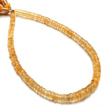 Natural Golden Citrine Gems 5 to 7 mm Size Faceted Heishi Shape Beads 10" Strand