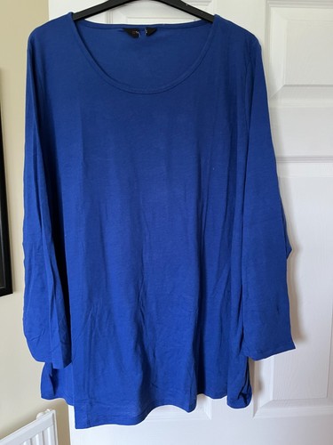 Curve T-Shirt Oberteil Blau Übergröße 26/28 Langarm Rundhals Baumwollmischung