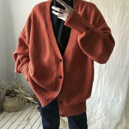 Herren Pullover Cardigan Knopfleiste V-Ausschnitt Loose Fit Oversize Langarm Freizeit - Bild 12 von 25