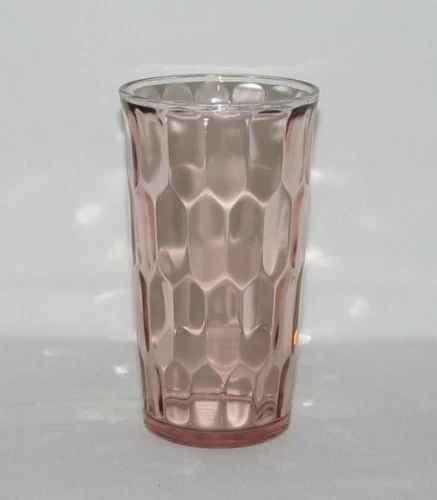 Jeannette Glass HEX OPTIC Honeycomb Pink Medium Flat Tumbler