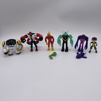 Ben 10 Action Figure Lot of 6 Ben Cannonbolt 4Arms Heatblast Diamondhead Plasma