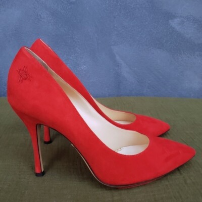 Charlotte Olympia Red Suede Pumps Heels Shoes 39.5 BNIB