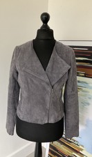 Linea Weekend Women’s Grey Suede Leather Biker Style Zipped Jacket Size Uk 12