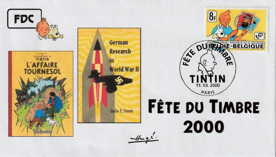 BELGIQUE 1939 Cachet BRUXELLES lune fusée BD TINTIN HERGÉ Quick Flupke 2005 (11) - Photo 1/1