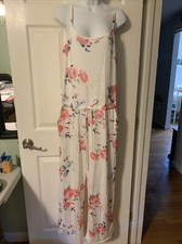 Boho Floral Jumpsuit With Drawstring Center Size L