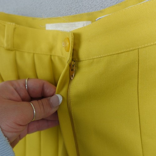 Lady Battaglia Beverly Hills Skirt Womens 42 Yellow Long Pleated Italian Wool - Picture 14 of 19