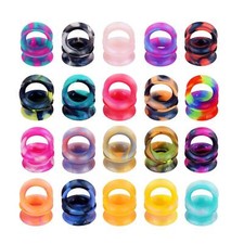 40Pcs Colorful Soft Silicone Ear Gauges Tunnels Plugs 2G-5/8" Body Piercing Kit