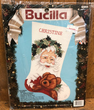 New Sealed Bucilla 82826 Counted Cross Stitch Kit 1991 Victorian Santa Stocking