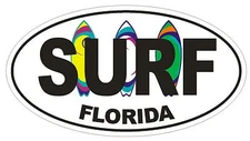 Surf Florida Oval Bumper Sticker or Helmet Sticker D1349 Surf Surfing Surfer