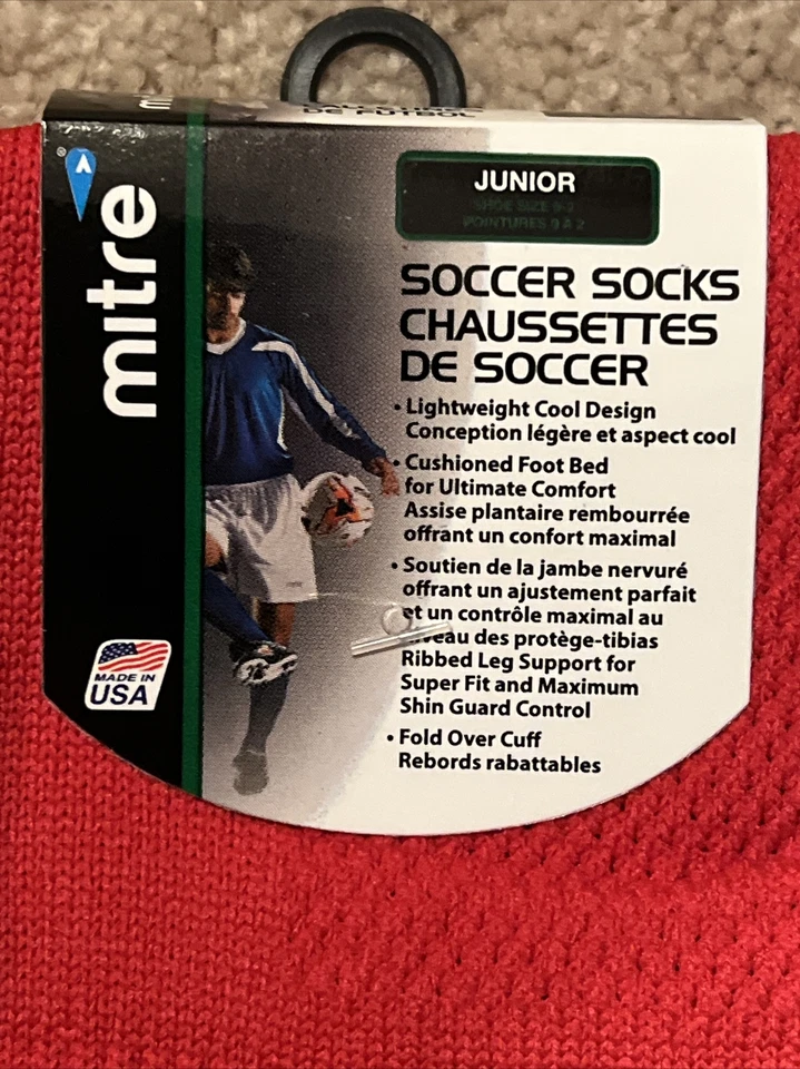 Mitre Soccer Socks, Junior-9-2, Lot of 2 Pair-NEW-FREE SHIPPING - Image 2 of 4