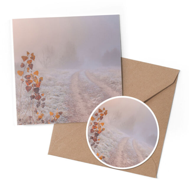 1 x Greeting Card & 10cm Sticker Set - Autumn Frost Cold Winter Day #50146