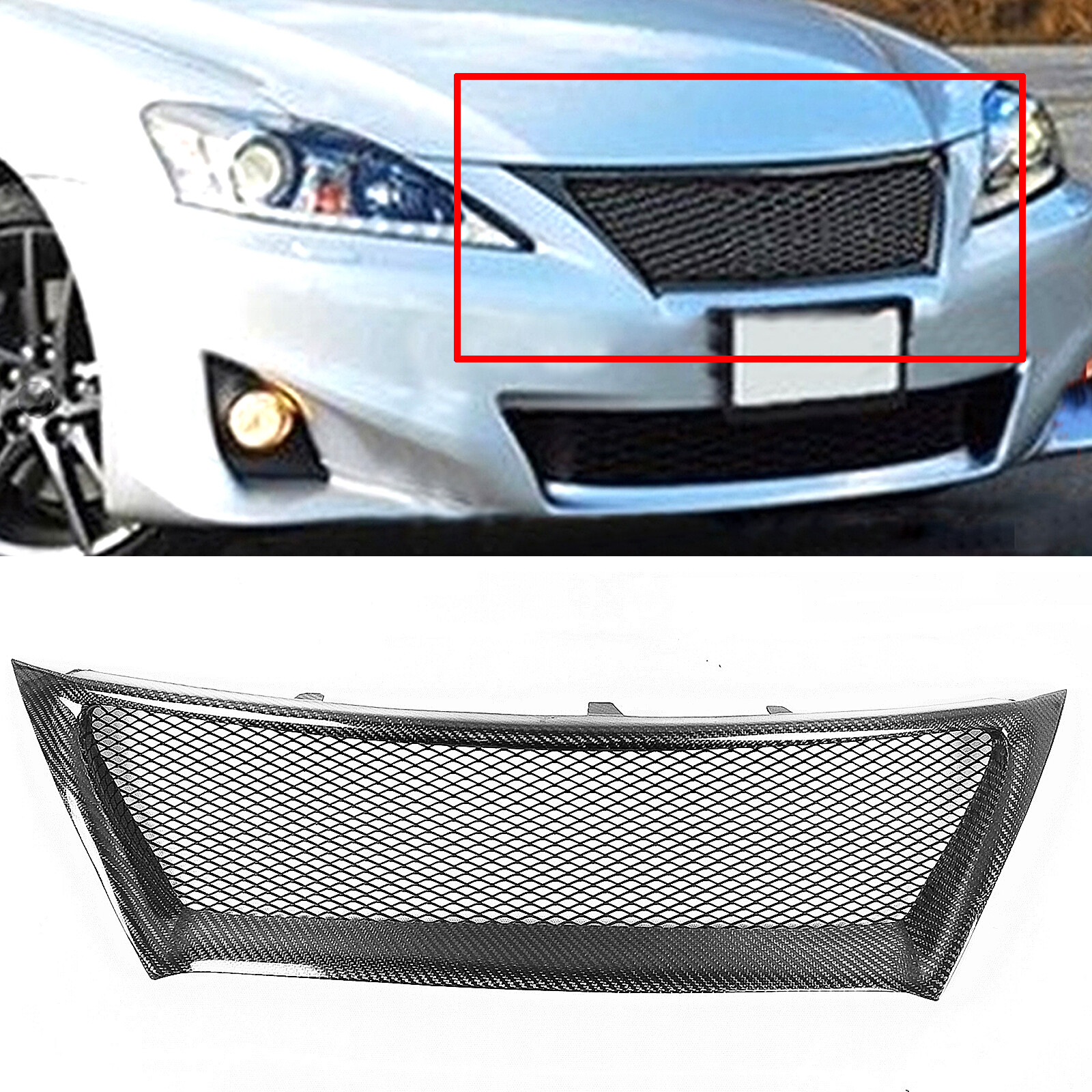 Carbon Fiber Front Bumper Grille Mesh for Lexus IS250 IS350 2011-2013 Honeycomb