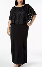 Women  s Formal Dress Size 14W Connected Apparel Capelet Evening Gown Navy N16